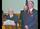 Pat Moore (left) presented an award to Bill Lundy of York, who retired as secretary-treasurer of the NSVFA. Lundy and his wife, Pam, have been involved with the NSVFA Board for more than 20 years.