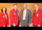 Wendy Lensing, Brad Yeager and Al Esch are pictured with Senator Tom Harkin during a visit to Washington, DC, to lobby on behalf of the fire service.