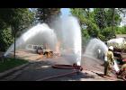 Dell Rapids Fire Department deployed five ground monitors to cool the area and prevent extension to the structures in the immediate area of a gas leak. A Ford Explorer pickup also burned in the incident. Fire departments from Dell Rapids, Baltic and Colton responded, along with Minnehaha Search and Rescue.