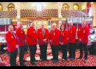 The Iowa Firefighters Association held Firefighter Day on the Hill at the Capitol in Des Moines on Jan. 31, serving breakfast and a chili lunch as firefighters met with legislators. Pictured in the Capitol from left to right are: IFA Past President Marv Trimble, IFA 3rd vice-president Jason Barrick, IFA President James Shutts, IFA 1st vice-president Gene Evans, IFA 5th vice-president Roger Carr, IFA Executive Director Amber Kephart, IFA 2md vice-president Nick Riley and IFA 4th vice-president Chuck Raska.