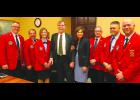 Members of the Iowa Firefighters Association (IFA) met with Iowa Governor Kim Reynolds on the day she addressed the Iowa Legislature. Pictured from left to right are: Past President Bill Halleran, President Marv Trimble, IFA Executive Director Amber Kephart, IFA Lobbyist John Pederson, Governor Kim Reynolds, IFA 2nd vice-president Gene Evans, IFA 1st vice-president Jim Shutts and IFA 3rd vice-president Nick Riley.