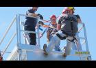 The rappelling tower got used for the first time at the Meade fire school. Photo by Dan Romine.