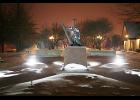 Coralville Fire Chief Dave Stannard took this evening photo of the Iowa Firefighters Memorial after a recent snow.