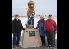 The new Rockerville Volunteer Fire Department memorial with John Parke’s wife, Aletha, and Paul’s parents, Guy and Myrnaloy.