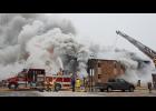 The Spirit Lake Fire Department responded to an apartment building fire that claimed one life on Dec. 7 and left dozens of people homeless. Assisting were fire departments from Arnolds Park/Okoboji, Milford, Superior and Lake Park. Photo by Fire Photographer Tara Yungluth.